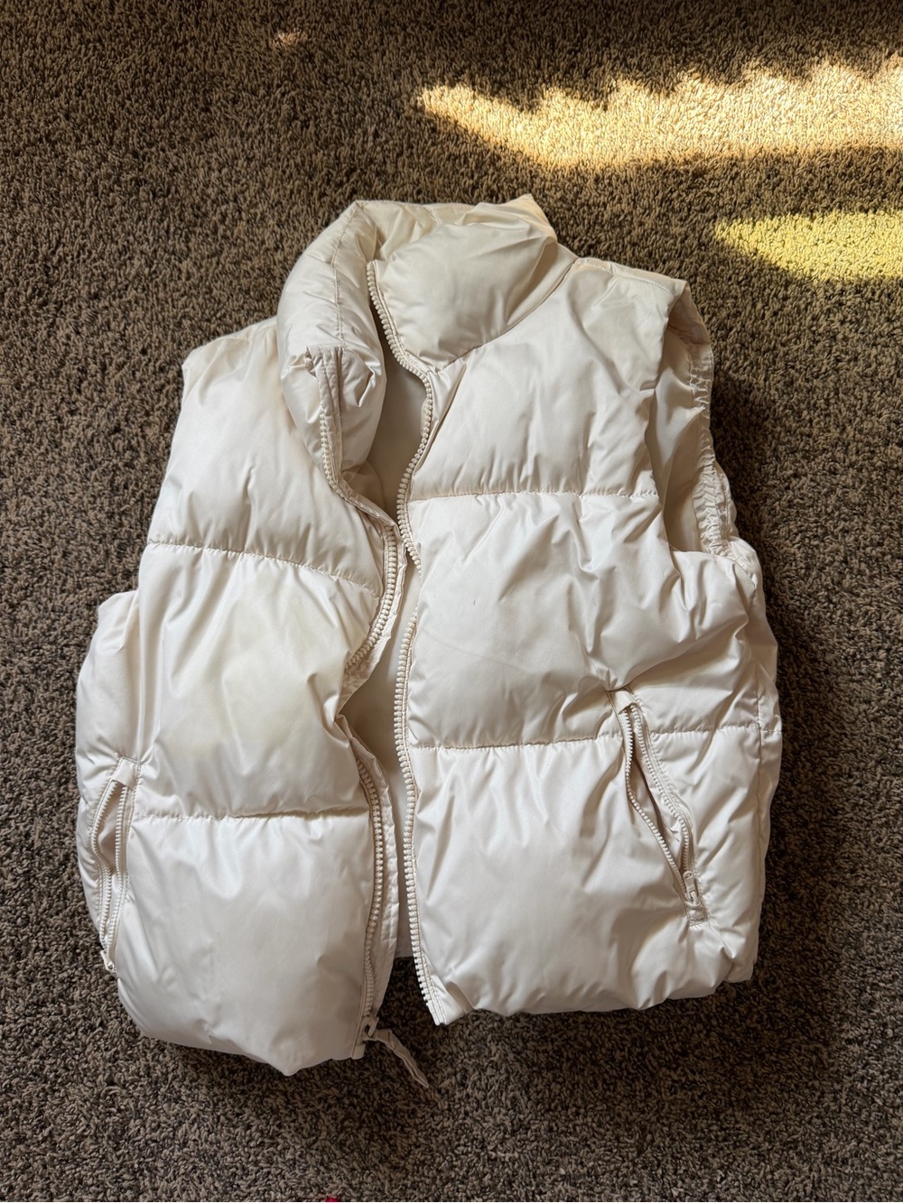 Kids Puffy Vest Jacket - Cream